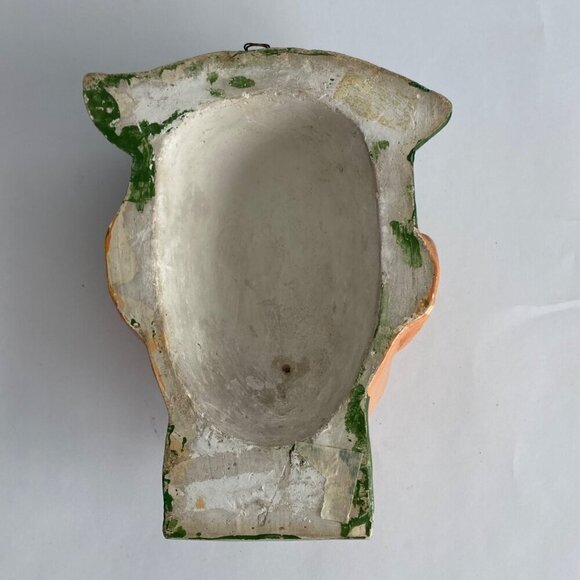 Vintage Chalkware String Holder Angry French Chef Green Beret - Picture 5 of 5